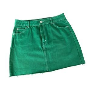 Topshop Moto Denim Mini Skirt – Kelly Green – Size 8